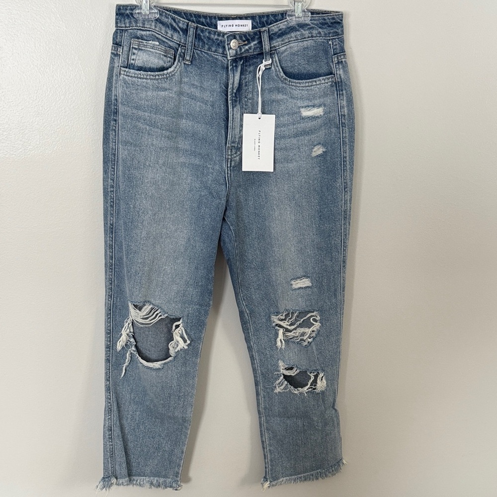 NWT Flying Monkey Apart High Rise Mom Ripped Straight SIZE 29